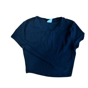 TNA Black Cropped Casual crew neck t-shirt size XS